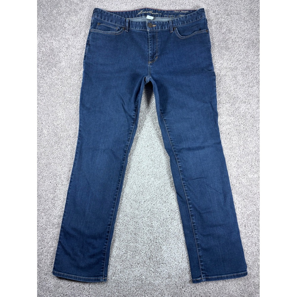 Eddie Bauer Truly Straight Jeans Womens Size 16S Dark Wash Mid Rise Cotton Blend